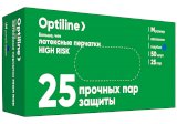 Перчатки латексные HIGH RISK Optiline, размер М, 13 г, 50 штук