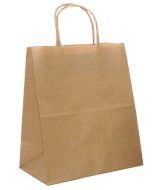 Пакет-сумка с кручеными ручками, 32+20х37 см, 80 г/м2, макулатура, крафт, 200 штук