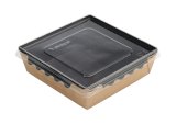 Салатник с прозрачной крышкой Оригамо, 900 мл, 150х150х50, черное дно, 200 штук