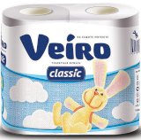 Туалетная бумага Veiro Classic, 2-слойная, белая, 17,5 м, 4 рулона в упаковке