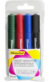 Набор перманентных маркеров Silwerhof Prime, 4 цвета, толщина линии 2-5 мм