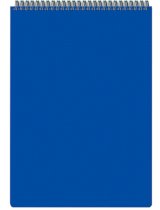 Блокнот А4, 60 листов, на гребне, пластиковая синяя обложка