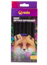 Карандаши цветные Qredo Fox, 12 цветов, пластиковые, трехгранные