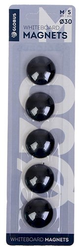 Набор магнитов для магнитных досок Globus, 30 мм, круглые, чёрные, 5 штук на блистере, 50 штук в упаковке