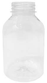 Бутылка квадратная с черной крышкой, 300 мл, широкое горло 38 мм, прозрачная, 200 штук