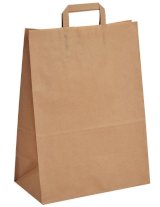 Пакет-сумка с плоскими ручками, 32+17х43 см, 80 г/м2, крафт, 250 штук