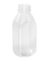 Бутылка ПЭТ квадратная без крышки, 500 мл, широкое горло 38 мм, прозрачная, 100 штук в полиэтилене