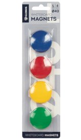Набор магнитов для магнитных досок Globus 40 мм, круглые, цвет в ассортименте, 4 штуки в упаковке