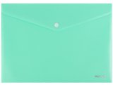 Пaпка-конверт на кнопке, А4, 180 мкм, зеленая
