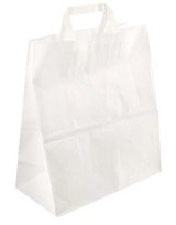Пакет-сумка крафт, 28+15х32 см, белый, с плоскими ручками, в упаковке 250 штук