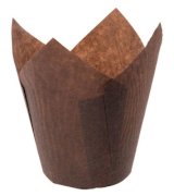 Бумажная форма для пирожных Тюльпан, диаметр 50 мм, высота 80 мм, коричневая, 180 штук