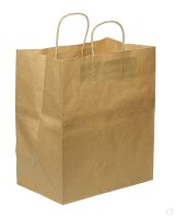 Пакет-сумка крафт, 26+15х35 см, с кручеными ручками, в упаковке 200 штук