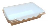 Салатник с прозрачной крышкой Оригамо, 350 мл, 145х95х38 мм, крафт, 400 штук