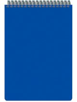 Блокнот А5, 60 листов, гребень, пластиковая синяя обложка