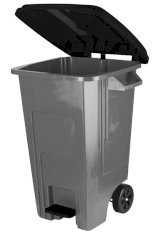 Контейнер для мусора, 100 литров, на колесах, с педалью и крышкой, пластик, серый
