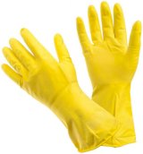 Перчатки резиновые флокированные Libry, размер S, желтые, 12 пар