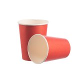 Стакан бумажный 250 мл, диаметр 80 мм, полный объем 273 мл, красный, 50 штук (крышка 19-6011)