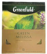 Greenfield Green Melissa, 1,5 г х 100 пакетов, чай пакетированный, зеленый с добавками