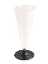 Фужер для шампанского, 150 мл, со съемной черной ножкой, прозрачный, PS, 6 штук