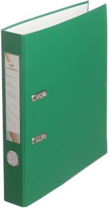 Папка-регистратор 50 мм, ПВХ, с металлическим уголком, собранная, зеленая