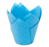 Бумажная форма для пирожных Тюльпан, высота 80 мм, диаметр 50 мм, синяя, 2400 штук