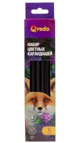 Карандаши цветные Qredo Fox, 6 цветов, пластиковые, трехгранные