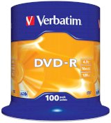 Диск DVD-R Verbatim 4,7 GB 16x, 100 штук в упаковке