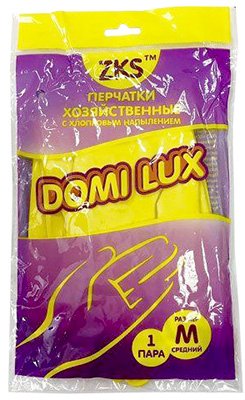 Перчатки резиновые флокированные DomiLux, размер M