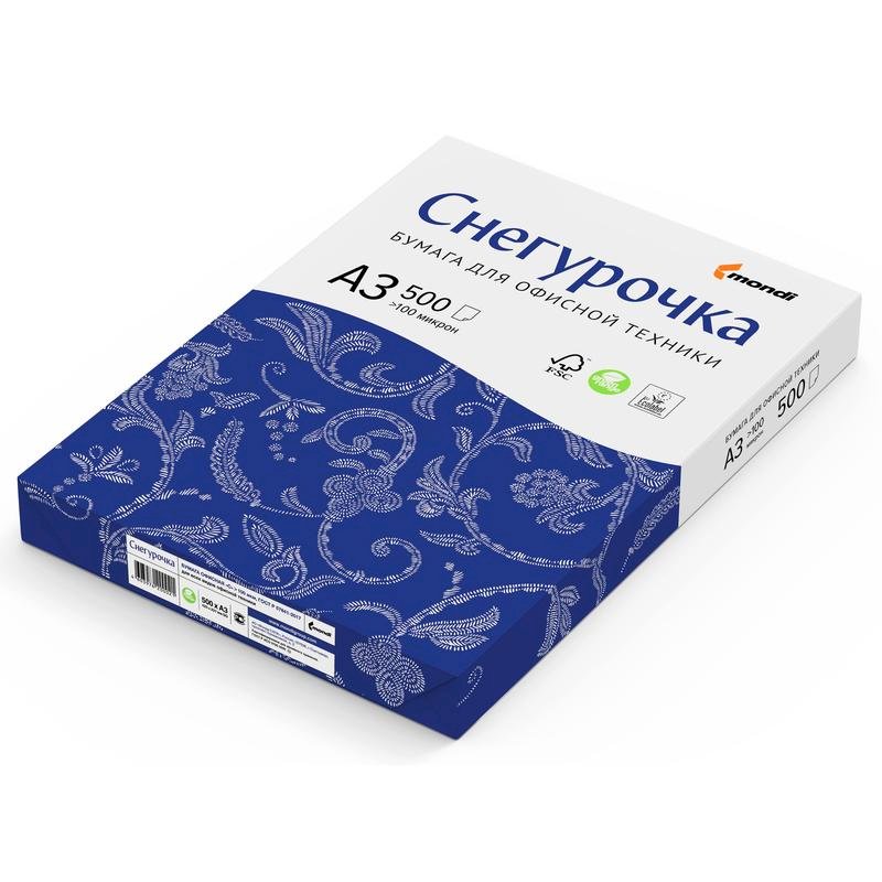Бумага А3 Снегурочка, 80 г/м, 500 листов в пачке