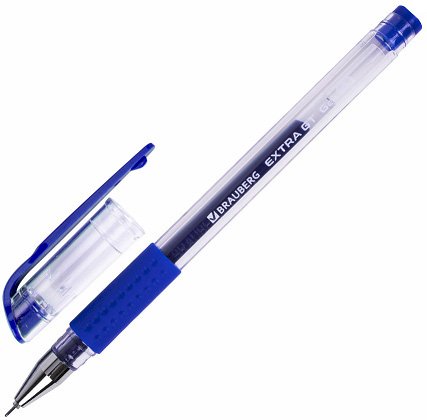 Ручка гелевая Brauberg EXTRA GT NEEDLE, синяя, игольчатый узел 0,5 мм, линия 0,35 мм, грип