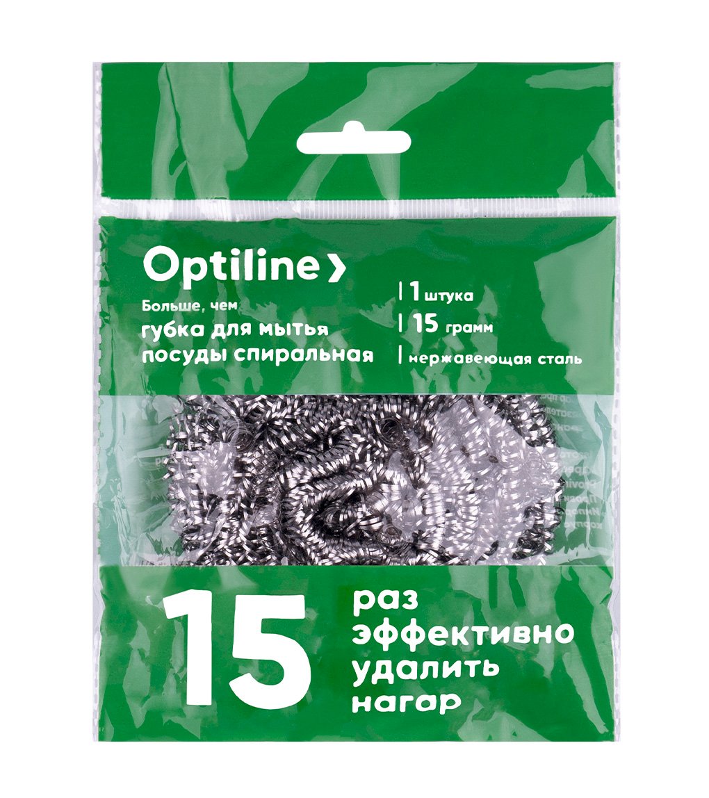 Губка для мытья посуды Optiline изготовлена из спиральной нержавеющей стали. Предназначена для хозяйственно-бытовых нужд. Используется для эффективной очистки посуды и кухонных поверхностей от сильных загрязнений. Спиральная структура обеспечивает максимальную абразивность, позволяя легко удалять пригоревшие остатки пищи, жир и нагар с кастрюль, сковородок, противней и грилей.

Металлическая губка отличается высокой прочностью и долговечностью. Нержавеющая сталь не подвержена коррозии, сохраняет свои свойства при контакте с водой и моющими средствами. Спиральная форма создает множество точек контакта с очищаемой поверхностью, значительно повышает эффективность удаления загрязнений.

Губка особенно эффективна для чистки решеток гриля, барбекю, духовых шкафов и другого кухонного оборудования с устойчивыми загрязнениями. Компактный размер и удобная форма обеспечивают комфортное использование.