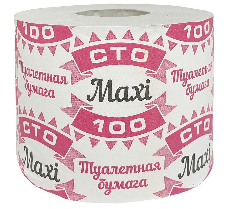 Туалетная бумага СТО maxi, 1-слойная, на втулке