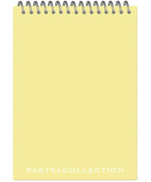 Блокнот А5 Pastel Collection Yellow 60 листов, гребень, пластиковая желтая обложка
