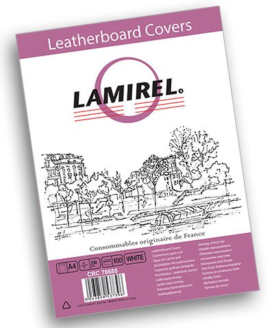 Обложки для переплета Lamirel Delta, A4, картонные, под кожу, белые, 230 г/м², 100 штук