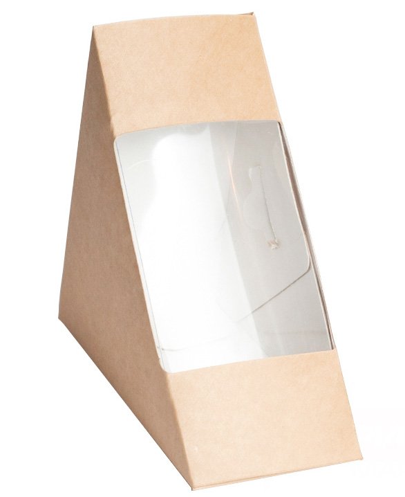 Упаковка под сэндвич выполнена из крафтового картона. Прозрачное окно дает покупателю визуальное представление о всех преимуществах продукции, обеспечит максимальный обзор содержимого. Имеет треугольную форму. Размер 130х130х60 мм. Предназначена для фасовки и доставки сэндвичей и бутербродов. Поставляется в склеенном плоском виде, не занимает много места при транспортировке и хранении. В упаковке 50 штук.
