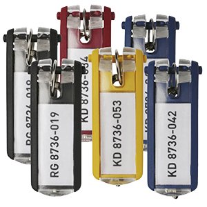 Набор брелков для ключей с инфо-окном Durable Key Clip, 6 штук - фото №1