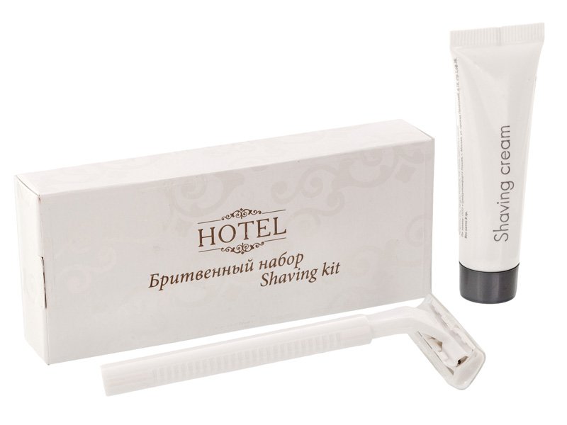 Бритвенный набор Hotel (Отель) состоит из одноразового бритвенного станка и крема для бритья. Упаковка - картонная коробочка. Количество в коробке - 200 штук.