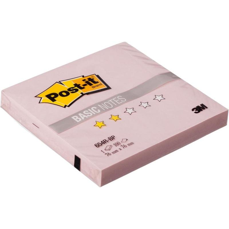 Блок самоклеящийся 76x76 мм, розовый, 100 листов, Post-it Basic