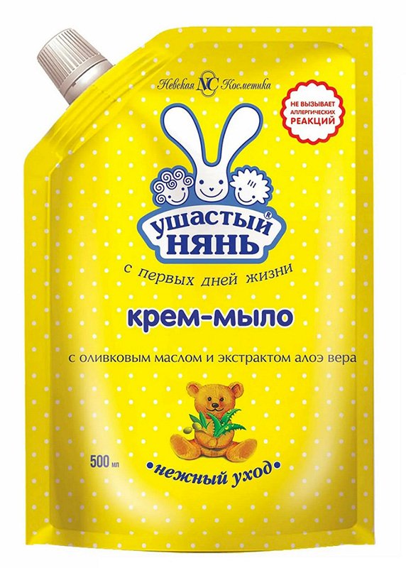 Ушастый Нянь Жидкое крем-мыло с алое, 500 мл, дой-пак, 12 штук