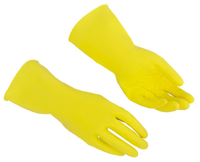 Перчатки латексные Vileda Professional Контракт предназначены для защиты кожи рук во время уборки. Надежно защищают от воздействия химических моющих средств, от механических поверждений, от бактерий, возбудителей грибковых заболеваний и вирусов. Выполнены из натурального латекса. Плотные, эластичные, не сковывают движения, не имеют запаха. Внутреннее хлопковое напыление обеспечивает максимальный комфорт при использывании. Валик на манжетах способствует удобному снятию перчаток. Рельефная структура на пальцах и ладонях увеличивает прочность захвата инвентаря, предотвращает скольжение рук во влажной среде. Используются для широкого спектра работ, в том числе для уборки помещений и на пищевых производствах. Подходят для ежедневной работы в общественных помещениях, здравоохранении и заведениях HoReCa. Могут стираться вручную. Размер M, длина 30 см. Цвет желтый.
