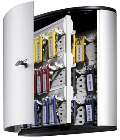 Ключница настенная Durable Key Box, на 54 брелока, 280х118х302 мм, металлическая, серебристая - фото №1
