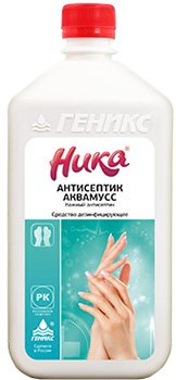 Дезинфицирующее средство для рук Ника Аквамусс, 1 литр, 12 штук 
