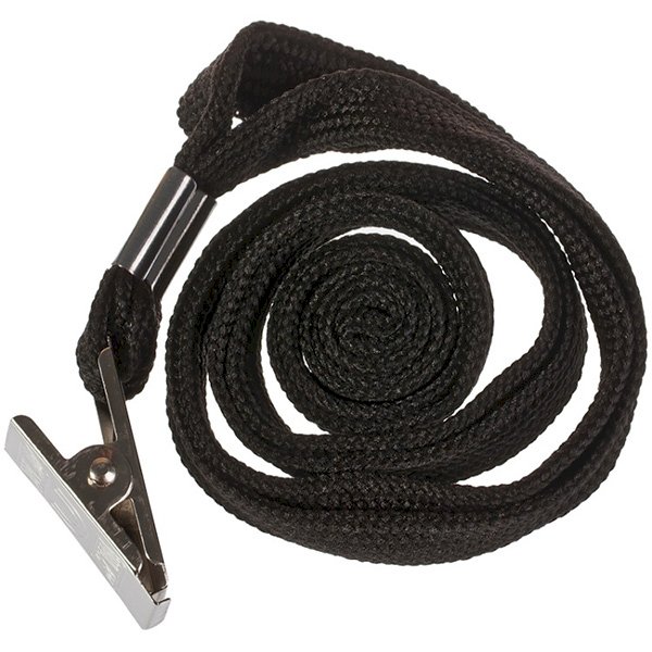 Шнурок для бейджа имеет длину 45 см. Оснащен металлической клипсой для прочного удержания бейджа. Цвет черный. 