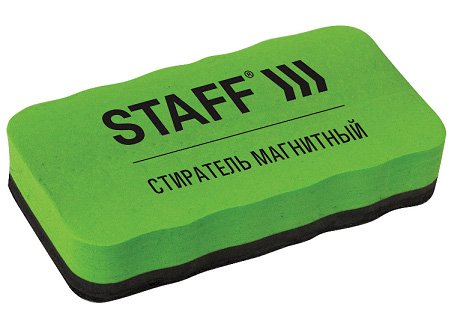 Губка-стиратель для маркерных досок STAFF Basic магнитная, 107х57 мм, фетр, зеленая