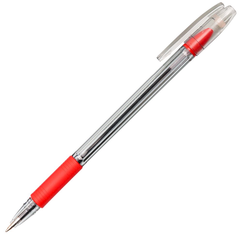 Ручка шариковая Qredo 740, 0,7 мм, красная, резиновый грип, тонированный корпус