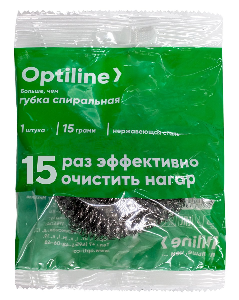 Губка для мытья посуды Optiline спиральная нержавеющая сталь 15 г - фото №1