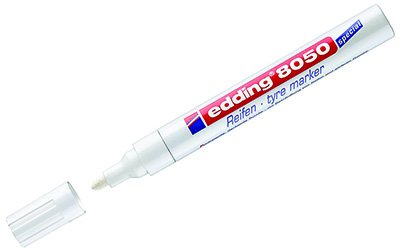 Маркер для шин EDDING E-8050, 2-4 мм, металлический корпус, белый, 10 штук