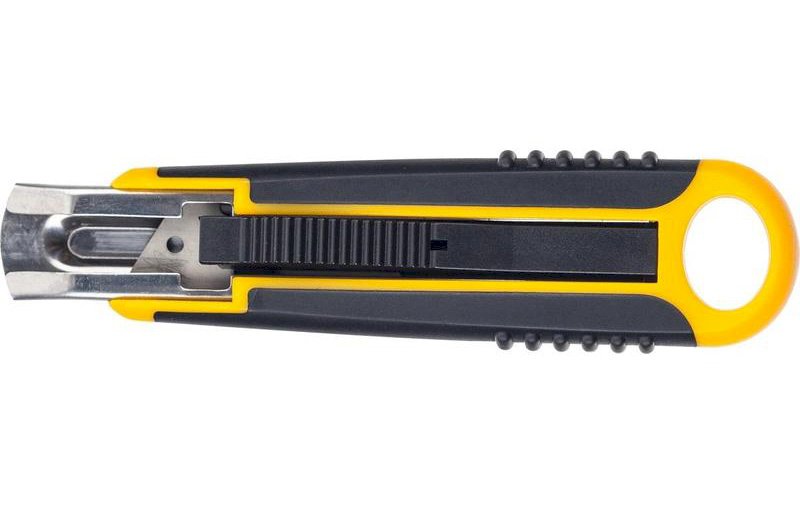 Нож универсальный Selection 18 мм, безопасный с возвратной пружиной, желтый/черный