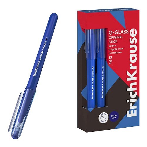 Ручка гелевая ErichKrause G-Glass Stick Original синяя, 0,5 мм, толщина линии 0,4 мм