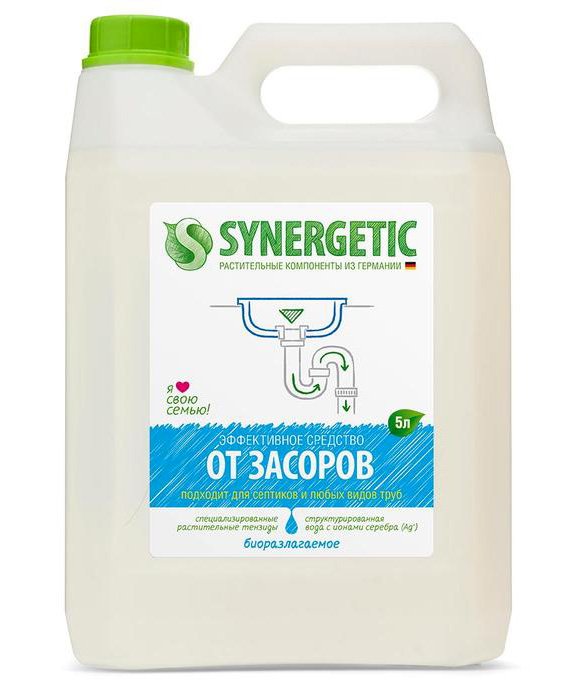 Средство для прочистки труб Synergetic гель, 5 литров